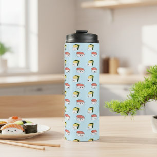 Kawaii Sushi Japans eten Blauwe Maki Rol Nigiri Thermosbeker