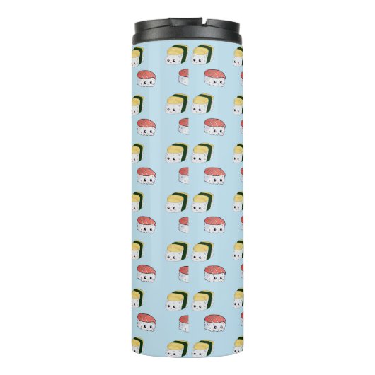 Kawaii Sushi Japans voedselblauw Maki Roll Nigiri Thermosbeker (Achterkant)