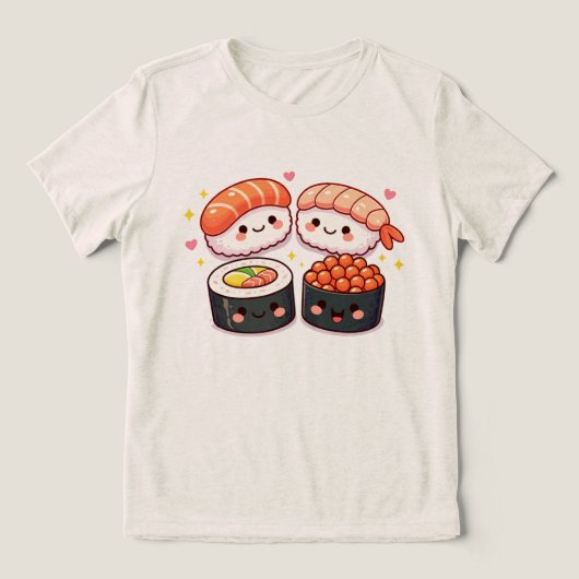 Kawaii Sushi Liefde Tri-Blend Shirt (Design voorkant)