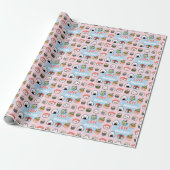 Kawaii Sushi Matcha Voedselpatroonframe Cadeaupapier (Uitgerold)