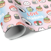 Kawaii Sushi Matcha Voedselpatroonframe Cadeaupapier (Rol Hoek)