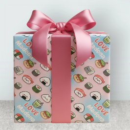 Kawaii Sushi Matcha Voedselpatroonframe Cadeaupapier