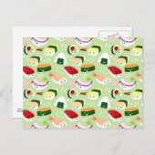 Kawaii Sushi met gezichten Briefkaart (Voorkant / Achterkant)