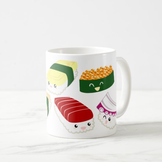 Kawaii Sushi met gezichten Koffiemok (Voorkant rechts)