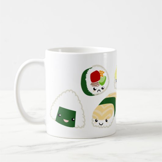 Kawaii Sushi met gezichten Koffiemok (Links)