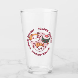 Kawaii sushi met grappige quotes voor zwarte minna glas