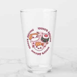 Kawaii sushi met grappige quotes voor zwarte minna glas
