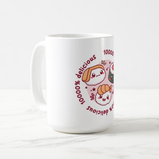 Kawaii sushi met grappige quotes voor zwarte minna koffiemok (Voorkant links)