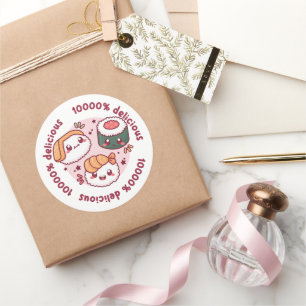Kawaii sushi met grappige quotes voor zwarte minna ronde sticker