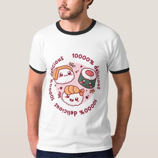 Kawaii sushi met grappige quotes voor zwarte minna t-shirt (Voorkant)