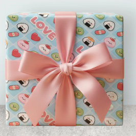 Kawaii Sushi Mochi Eten LIEFDE Patroon Cadeaupapier