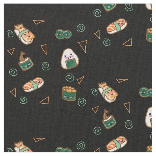 Kawaii Sushi Party Fabric Stof (Close Up)