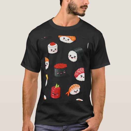 Kawaii Sushi Patroon T-shirt (Voorkant)