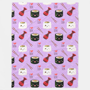 Kawaii Sushi Pattern Fleece Deken