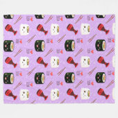 Kawaii Sushi Pattern Fleece Deken (Voorkant (Horizontaal))