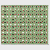 Kawaii Sushi Pattern green Cadeaupapier (Vlak)