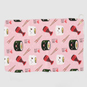 Kawaii Sushi Pattern Light Roze Golfhanddoek (Horizontaal)
