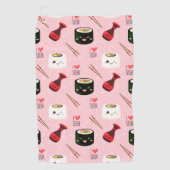 Kawaii Sushi Pattern Light Roze Golfhanddoek (Voorkant)