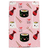 Kawaii Sushi Pattern Light Roze Medium Cadeauzakje (Voorkant)