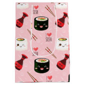 Kawaii Sushi Pattern Light Roze Medium Cadeauzakje (Achterkant)