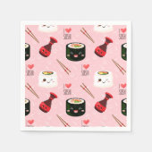 Kawaii Sushi Pattern Light Roze Servet (Voorkant)