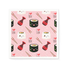 Kawaii Sushi Pattern Light Roze