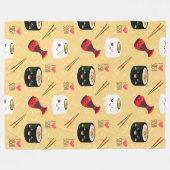 Kawaii Sushi Pattern Light Yellow Fleece Deken (Voorkant (Horizontaal))