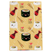 Kawaii Sushi Pattern Light Yellow Medium Cadeauzakje (Voorkant)