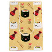 Kawaii Sushi Pattern Light Yellow Medium Cadeauzakje (Achterkant)