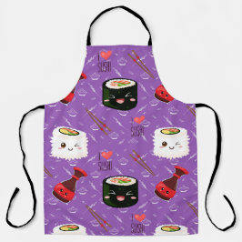 Kawaii Sushi Pattern Paars Schort