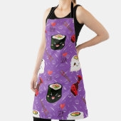 Kawaii Sushi Pattern Paars Schort (Insitu)