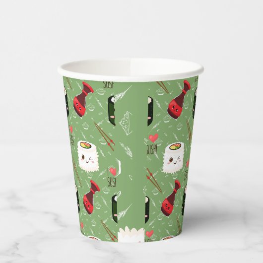Kawaii Sushi Pattern Papieren Bekers (Links)