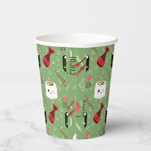 Kawaii Sushi Pattern Papieren Bekers (Rechts)