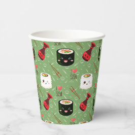 Kawaii Sushi Pattern Papieren Bekers