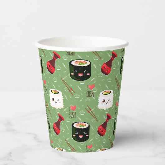 Kawaii Sushi Pattern Papieren Bekers (Voorkant)