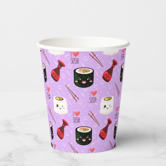 Kawaii Sushi Pattern Papieren Bekers (Achterkant)