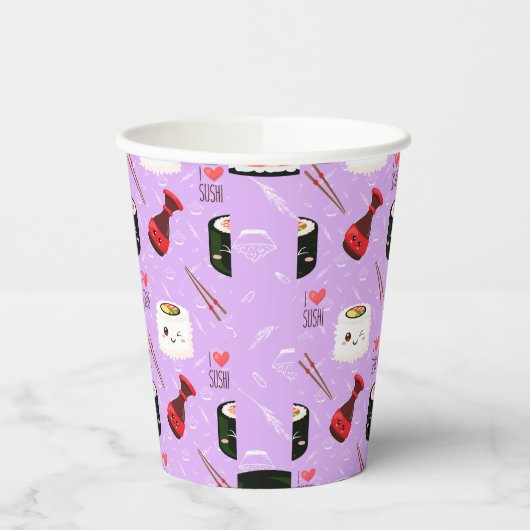 Kawaii Sushi Pattern Papieren Bekers (Links)