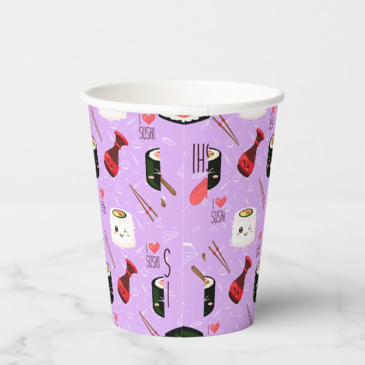 Kawaii Sushi Pattern Papieren Bekers (Rechts)