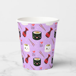 Kawaii Sushi Pattern Papieren Bekers