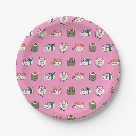 Kawaii Sushi Pattern Papieren Bordje (Voorkant)