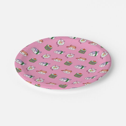 Kawaii Sushi Pattern Papieren Bordje (Gekanteld)