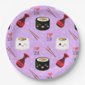 Kawaii Sushi Pattern Papieren Bordje (Voorkant)
