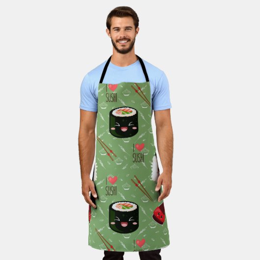 Kawaii Sushi Pattern Schort (Gedragen)
