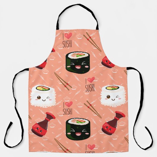 Kawaii Sushi Pattern Schort (Voorkant)