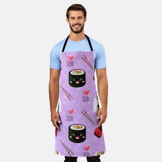 Kawaii Sushi Pattern Schort (Gedragen)