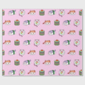 Kawaii Sushi Pattern Wrapping Paper Cadeaupapier (Vlak)