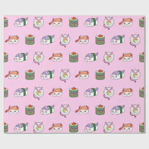 Kawaii Sushi Pattern Wrapping Paper Cadeaupapier