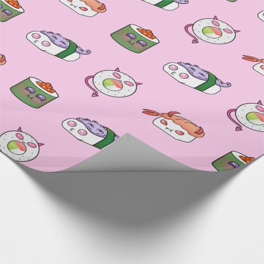 Kawaii Sushi Pattern Wrapping Paper Cadeaupapier (Hoek)
