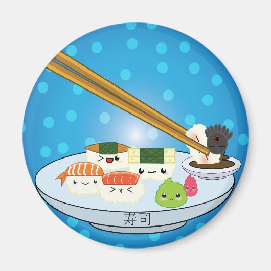 Kawaii Sushi Platter Magneet (Voorkant)