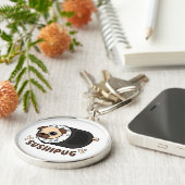 Kawaii Sushi Pug Mashup Grappige Hondenliefhebber  Sleutelhanger (Zijkant)